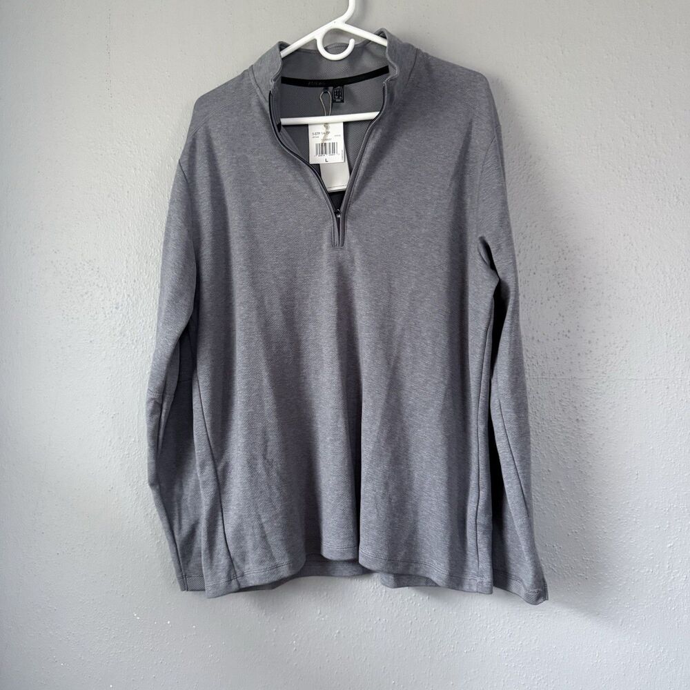 Adidas Prime green 1/4 Zip Long Sleeve Pullover Men’s L Gray 3 Stripes on Sleeve